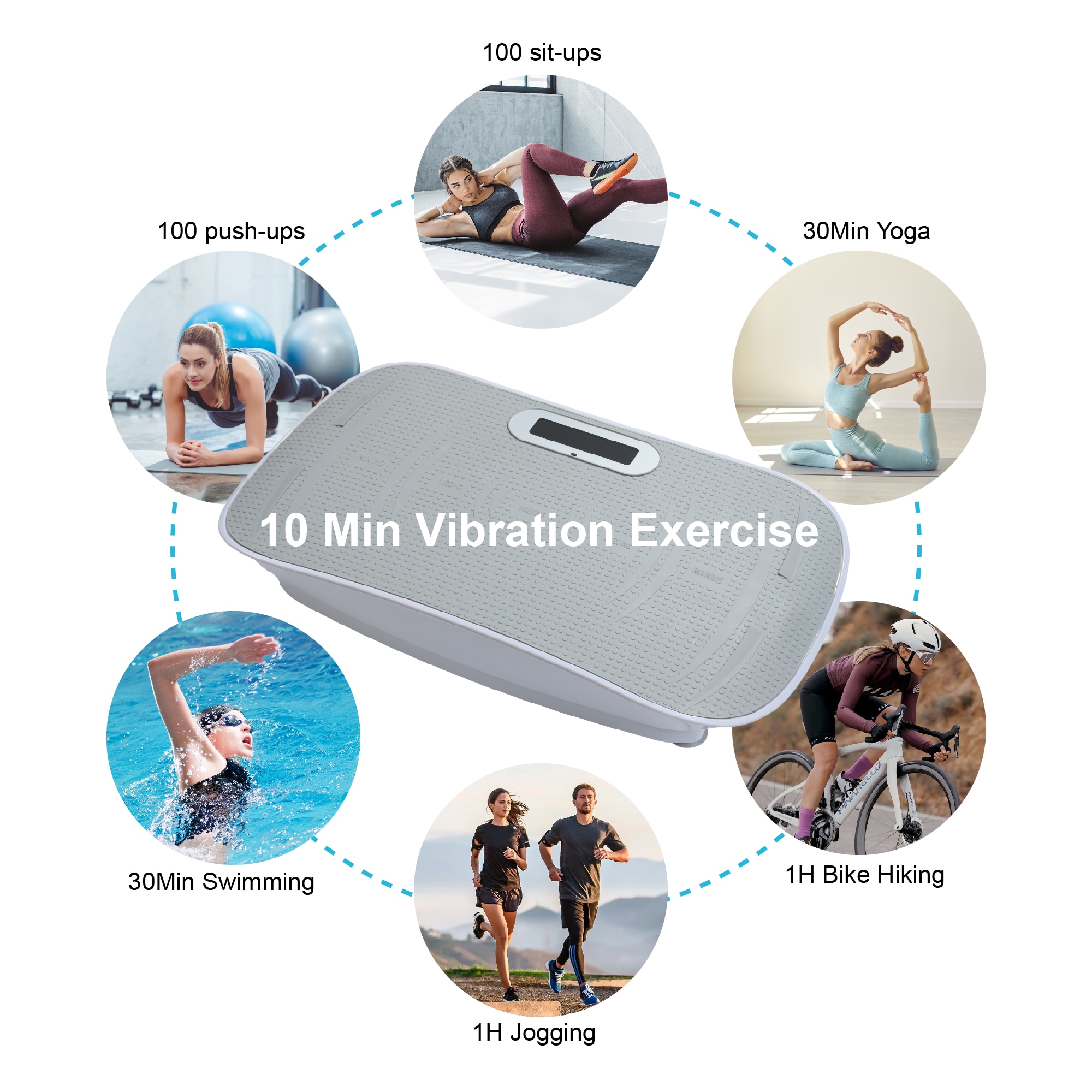 Full Body Vibration Platform Crazy Fitness Massage 10-Frequency Weight Loss & Fat Burner Shaking Machine For Unisex Grey 034_voghion.com
